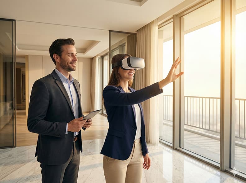 Prospective buyer using VR headset